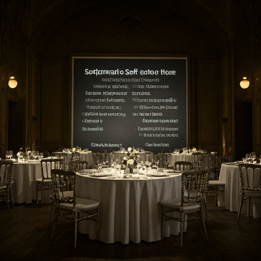Luxury corporate event dinner setting in Morocco with elegant table setup